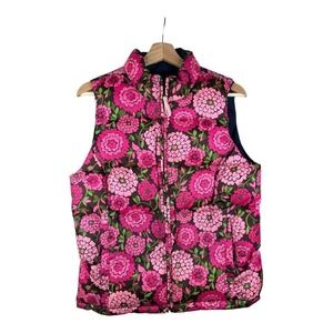 Lilly Pulitzer‎ Libbi Reversible Duck Down Blend Vest size Medium Pink/Blue